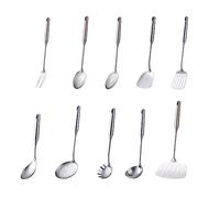 BUYER STAR Kitchen Utensil Set - 10-Piece 18/8 Stainless Steel Cooking Utensils, Silver Titanium Plated Set Kitchen Tools Gadgets Accessories Spoons Turners Spatula Ladle Set