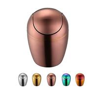Buyer Star Mini Trash Can with Lid, Durable Stainless Steel Desk Trash Bin Mini with Stylish Egg Shaped Design, Countertop Tiny Trash Can for Home, Office, Kitchen (Rose Gold)