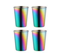 Buyer Star Rainbow Stainless Steel Cups (350ml) - (4 Pack) Premium Metal Drinking Glasses | Stackable Durability Cup
