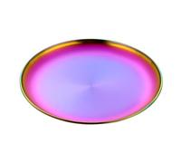 Buyer Star Stainless Steel Plate, Stainless Steel Round Dinner Plates, Metal Serving Plate, Dessert Plate, Dinner Dishes Plates Set for Camping Outdoor, Barbecue, Non-Toxin (Rainbow, 23cm)