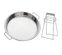 Buyer Star Stainless Steel Steaming Tray Cold Noodle Plate 10 Inch Everyday Pan Stainless Steel Big Green Egg Drip Pan Pizza Cake Baking Tray Liangpi Tool Round Dinner Plate Fruit Serving Dish, Silver