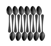 BUYER STAR Stainless Steel Teaspoon Set of 12, Bead Pattern Tea Spoons for Tea, Coffee, Dessert, Great for Home/Kitchen/Restaurant, Dishwasher Safe (5.7 Inch, Black)