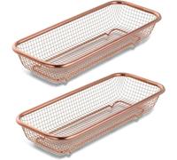 Buyer Star Stainless Steel Utensil Drying Rack, 2 Pack Cutlery Drain Rack, Sturdy Silverware Drainer Basket Knife, Fork, Chopsticks Storage Basket, Silverware Drying Racks forCountertop (2 RoseGold)