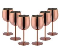 Buyer Star Stainless Steel Wine Glasses Set of 6, Unbreakable Goblet Glass Gift Set White Red Wine Stemmed Cocktail Glasses Metal Drink Champagne Goblet Party Wedding (Rose Gold)