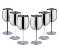 Buyer Star Stainless Steel Wine Glasses Set of 6, Unbreakable Goblet Glass Gift Set White Red Wine Stemmed Cocktail Glasses Metal Drink Champagne Goblet Party Wedding (Silver)