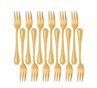 Buyer Star Tea Forks 12-Piece Gold Stainless Steel Gold Cake Fork Set for Dessert Salad Cake Pastry Appetizer Fruit