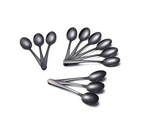 Buyer Star Teaspoons 12pcs Black Coffee Spoons Metal 5.5'' Mini Spoon 304 18/10 Stainless Steel Tea Spoon