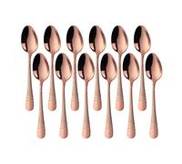 BUYER STAR Teaspoons Set of 12, Hammered Stainless Steel Tea Spoons with Laser Snake Pattern, Small Spoon Set for Coffee, Dessert, Cake, Dishwasher Safe (5.43 Inch, Rose Gold)