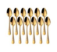 BUYER STAR Teaspoons Set of 12, Hammered Stainless Steel Tea Spoons with Laser Snake Pattern, Small Spoon Set for Coffee, Dessert, Cake, Dishwasher Safe (5.43 Inch, Gold)