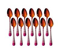 BUYER STAR Teaspoons Set of 12, Hammered Stainless Steel Tea Spoons with Laser Snake Pattern, Small Spoon Set for Coffee, Dessert, Cake, Dishwasher Safe (5.43 Inch, Magic Red)