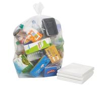 BUYERS POINT Clear Plastic Recycling Bin Bags 90L - Transparent Recycling Bags for Kitchen, Bathroom, Bedroom, Office - Polythene Bin Liners bags -Clear Refuse Sacks 18 x 29 x 39 Inch - 64 Gauge (50)