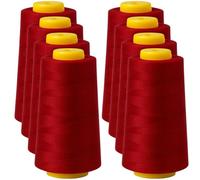 BUYERS POINT| Overlocking Sewing Machine Polyester Thread | 5000 Yards Cone | Smooth & Durable Polyester for Quilting Overlocking & Serger (8, Red)