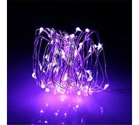 BUYERTIME 5M/16.4ft 50 LEDs Fairy String Lights, Battery AA Operated Silver Wire Fairy Lights for Indoor Bedroom Wedding Christmas Party Decoration (Purple)