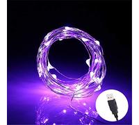 BUYERTIME USB String Lights 5M/16.4ft 50 LEDs, USB Powered Silver Wire Micro Fairy Lights for Indoor Bedroom Wedding Christmas Party Decoration (Purple)