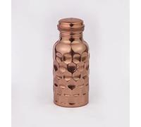 BUYERWELL 100% Pure Copper Diamond Hammered Water Bottle - 17 Oz - Ayurvedic Copper Water Vessel - Leak Proof