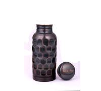 Buyerwell Pure Copper Antique Diamond Hammered Water Bottle 17 Oz with Lid Leak Proof Ayurveda Recommendation ,Copper Vessel Drink More Water Bottle Small Vintage Look