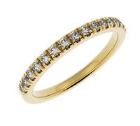 BuyFineDiamonds 1/4Ct Round Diamond Micro Pave Set Half Eternity Ring, 9k Yellow Gold Size O