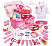 BUYGER Doctors Set for Kids 3 Years Old, 3 in 1 Children Doctor Nurse Dentist Kit with Dress Up Costumes Pretend Role Play Medical Carry Case Toys Gifts for Kids Boys Girls