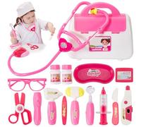 BUYGER Girls Toys Doctor Nurse Vet Set Toys for 3 Year Old Girls Gifts Medical Carry Case Pretend Role Play Toy Stethoscope with Lights Sounds