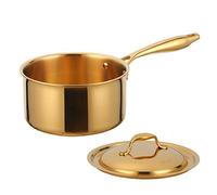 BuyGo 18/8 Stainless Steel Saucepan, 2.5 Quart Gold Pan with Heat Resistant Long Handle, 3-Layer Multipurpose Cookware Pot, Compatible Stovetops: Gas, Electric, Dishwasher Safe