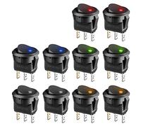 BUYGOO 10PCS Car Switch 12V with LED Light, Mini Toggle Switch On/Off DC 12V 20A Press Button Round Rocker Switch for Car, Boat, Homehold Application