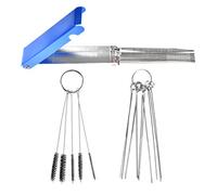 BUYGOO Multi-size Carburetors Cleaning Tool for Small Carb Jets Engine,27 Cleaning Wires Set-10 Cleaning Needles,12 Aluminum Box Through Needle,5 Small Nylon Brushes Tool for Motorcycle ATV Moped