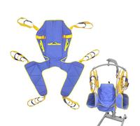 BUYHAO Size M Full Body Patient Lift Sling, Toileting Transfer Slings, Head and Back Support, Split Legs with Commode Opening, 5 Handles, 6 Straps, Lifting Sling Compatible with Various of Lifts