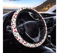 Buyidec Cherry White Steering Wheel Covers Anti Slip Elasticity Car Accessories Steering Wheel Protector Universal 15 Inch for Cars SUV Vehicle Truck