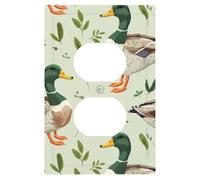 Buyidec Farm Animal Cute Mallard Duck 1 Gang Single Duplex Receptacle Outlet Cover Jumbo Size Electrical Wall Plate Electric Decorator Light Switch Face Socket Plate Cover