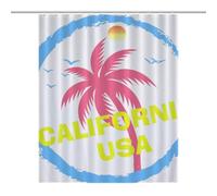 buyiikjd Coconut Tree, Sunset,California, USAFloor-Length Extra Long Shower Curtain 56.30x70.87Inch（143x180cm）, Weighted Hem, Splash Guard - Curtain Fabric