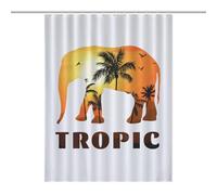 buyiikjd Elephant Sunset Coconut TreeDurable Heavy Duty Shower Curtain, Thick Polyester, Rustproof Grommets, Weighted Hem - Weighted Shower Curtains, Bath Curtains Shower53.54x70.87Inch（136x180cm）