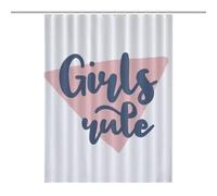 buyiikjd Girls Rule-pink-blue-T-shirt-mugFloor-Length Extra Long Shower Curtain 53.54x70.87Inch（136x180cm）, Weighted Hem, Splash Guard - Curtain Fabric