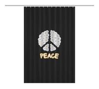 buyiikjd Peace Against War White Daisies BlackFloor-Length Extra Long Shower Curtain 46.85x70.87Inch(119x180cm), Weighted Hem, Splash Guard - Curtain Fabric