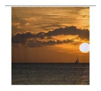 buyiikjd Sunset over The SeaLarge Size Shower Curtain 69.69x70.87Inch(177x180cm), Opaque Privacy, 12 C-Shaped Hooks - Large Shower Curtain