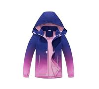BuyiRen Girls Windbreakers Jacket Rain Jackets Hooded Raincoat Fleece Lined Rain Coats for Kids, Ombre Purple, 9-10 Years