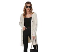 BuyiRen Womens Cardigan Sweaters Cable Knit Sweater 2025 Fall Winter Chunky Open Front Button Down Coats with Pockets, White, XXL