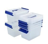 Buyitt 6-Pack 3L Small Storage Containers Boxes, Plastic Storage Box Bin with Lids/Handles, Clear