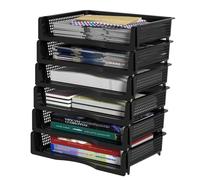 Buyitt 6-Tier Stackable Desktop Filing Trays, A4 Letter Paper Organizer | Durable Plastic, Space-Saving Vertical Design, Multi-Level Sorter for Home or Office, Black
