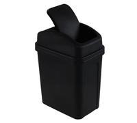 Buyitt 7 L Plastic Garbage Can with Lid, Small Bathroom Trash Can, Black