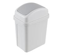 Buyitt 7 L Small Waste Bin with Swing Lid, Bathroom Plastic Trash Can, Gray