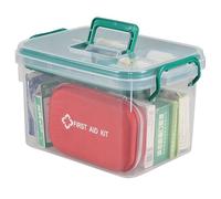 Buyitt First Aid Medicine Box Supplies Kit Organizer, Medic Storage Bin Case with Removable Tray, Clear