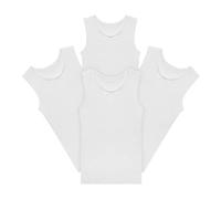Buyless Fashion Big Girls Tagless Cami Scoop Neck Undershirts White Cotton Tank with Trim (4 Pack) - TW14-GWW-11-12