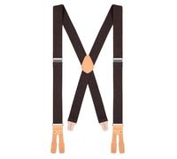 Buyless Fashion Button End Logger Work Suspenders for Men - 48" Adjustable Straps 1 1/4" - X Shape - 5125-Brown