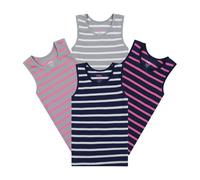 Buyless Fashion Girls Tagless Cami Scoop Neck Undershirts Cotton Tank with Trim and Strap (4 Pack) - TW14-GLN-2-3