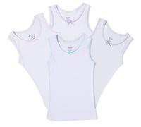 Buyless Fashion Girls Tagless Cami Scoop Neck Undershirts Cotton Tank with Trim and Strap (4 Pack) - TW14-GW-13-14 White
