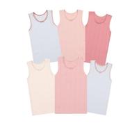 Buyless Fashion Girls Tagless Cami Scoop Neck Undershirts Cotton Tank with Trim and Strap (6 Pack) 13-14