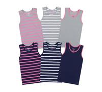 Buyless Fashion Girls Tagless Cami Scoop Neck Undershirts Cotton Tank with Trim and Strap (6 Pack) 13-14