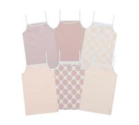 Buyless Fashion Girls Tagless Cami Scoop Neck Undershirts Cotton Tank with Trim and Strap (6 Pack) 7-8