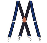 Buyless Fashion Heavy Duty Suspenders for Men - 48" Adjustable Straps 1 1/2" - X Back with Strong Hooks - 5145-Black-Royal