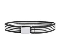 Buyless Fashion Kids Toddlers Baby Adjustable Elastic Stretch Belt with Silver Buckle - 5101-Black-White-Stripe